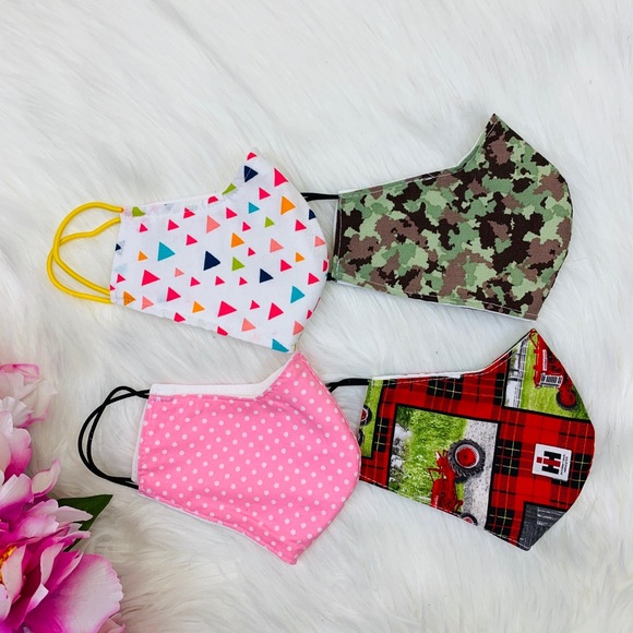 Homemade Other - 4 FACE MASKS Cloth Polka Dot pink Adult Washable